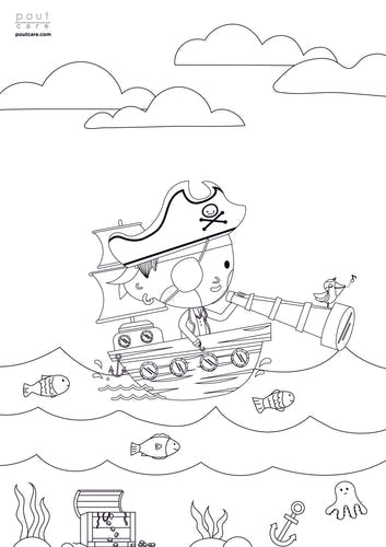 pout Care pirate colouring sheet
