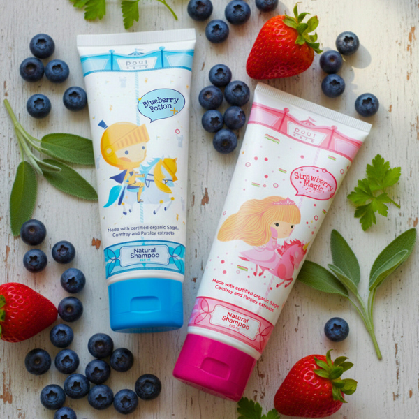 Discover the Magic of pout Care Natural Shampoos: Blueberry Potion & Strawberry Magic for Healthier Hair