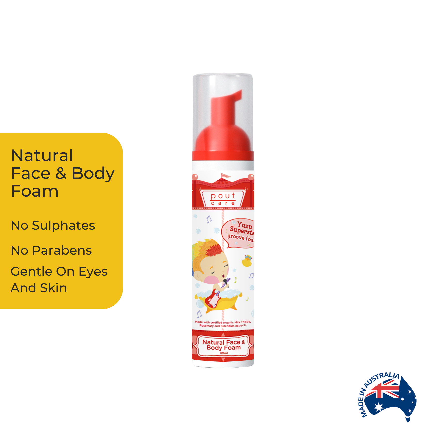 pout Care Yuzu Superstar Natural Face & Body Foam 80ml