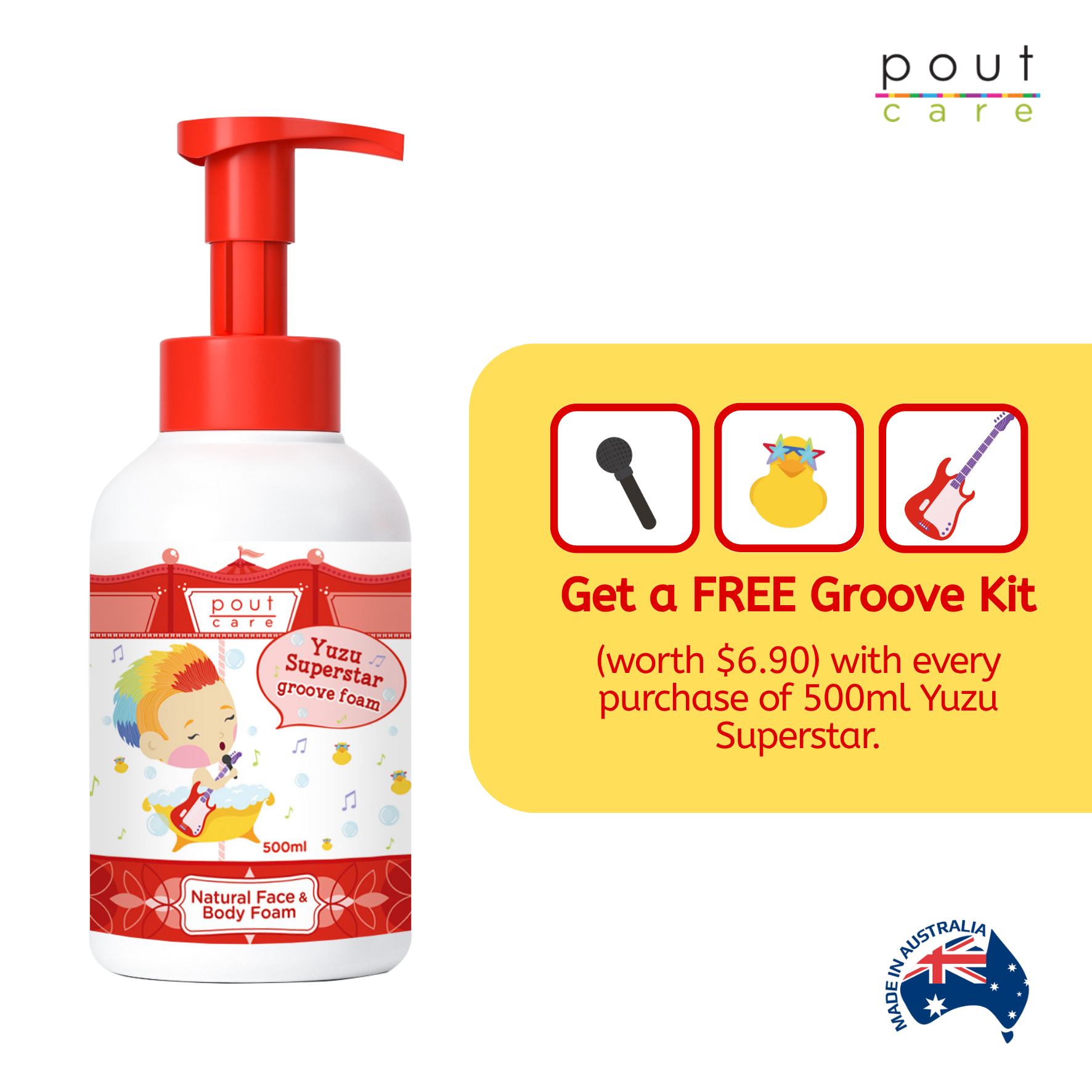 pout Care Yuzu Superstar Natural Face & Body Foam 500ml