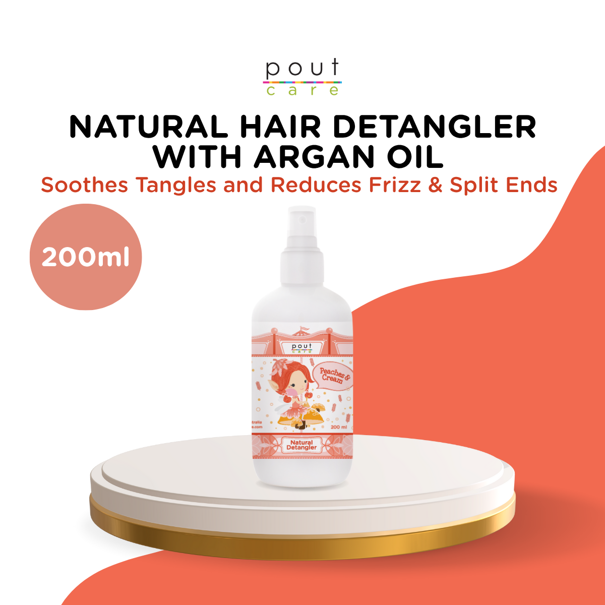 pout Care Peaches & Cream Natural Detangler 200ml