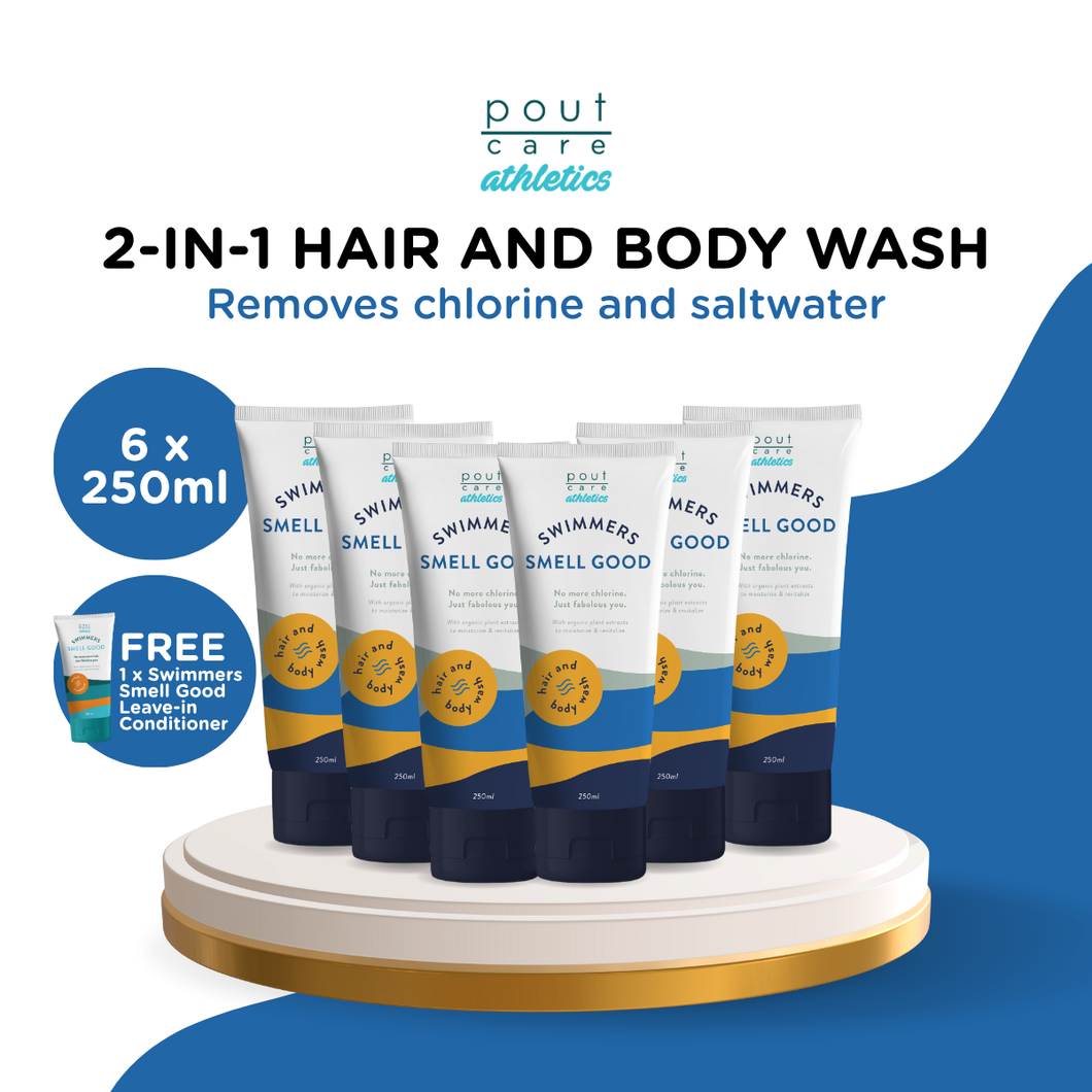 pout Care Athletics Swimmers Smell Good Hair & Body Wash (6 x 250ml)