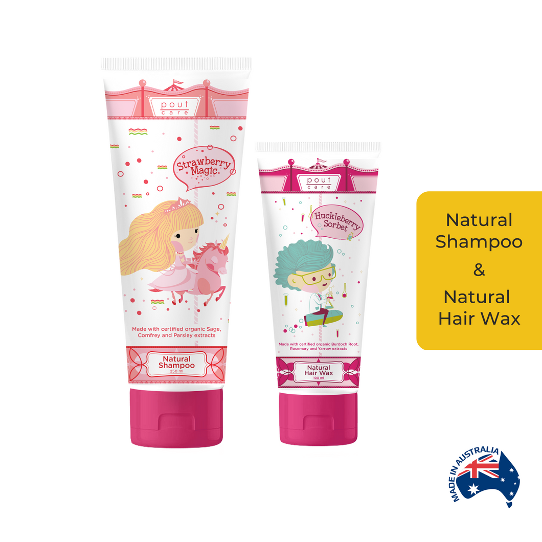 pout Care Natural Shampoo and Hair Wax Bundle