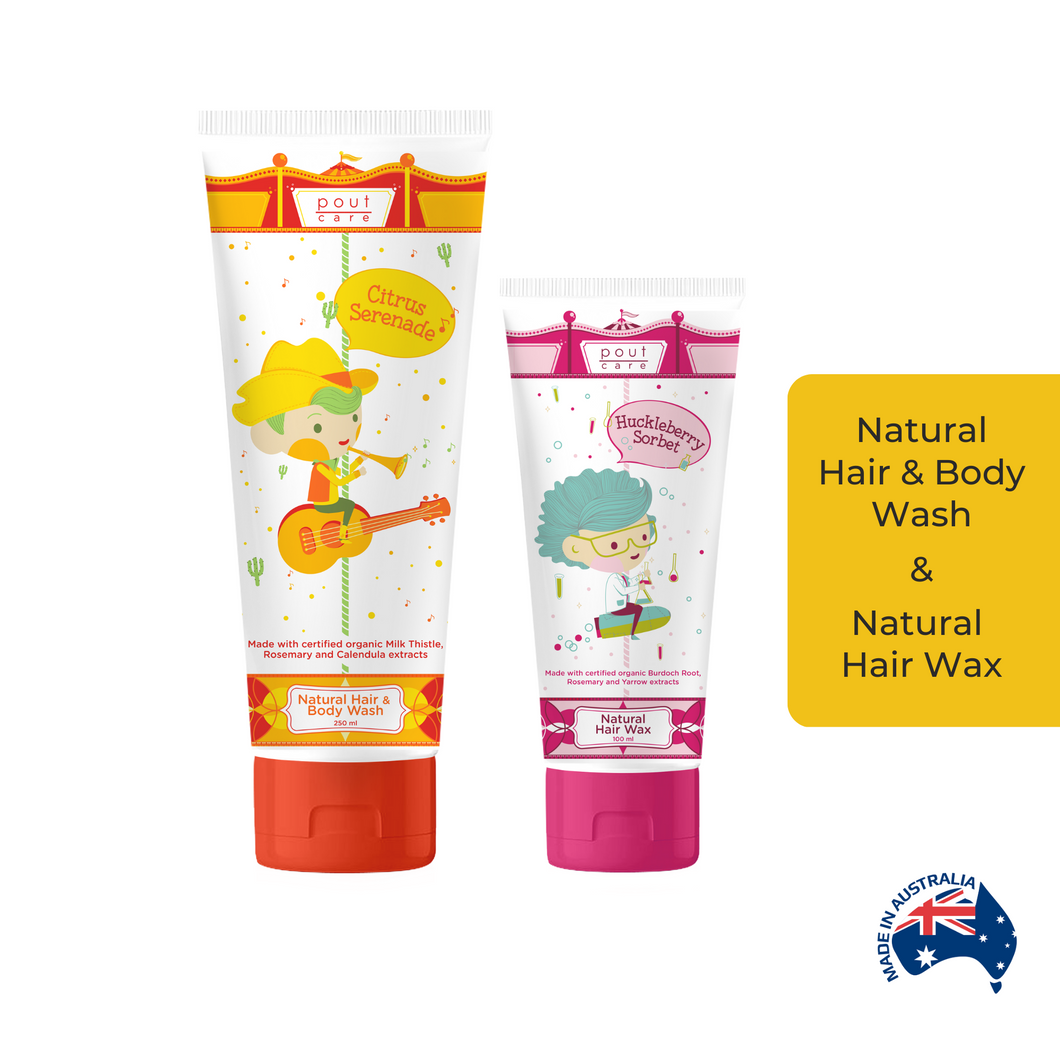 pout Care Natural Hair & Body Wash And Hair Wax Bundle